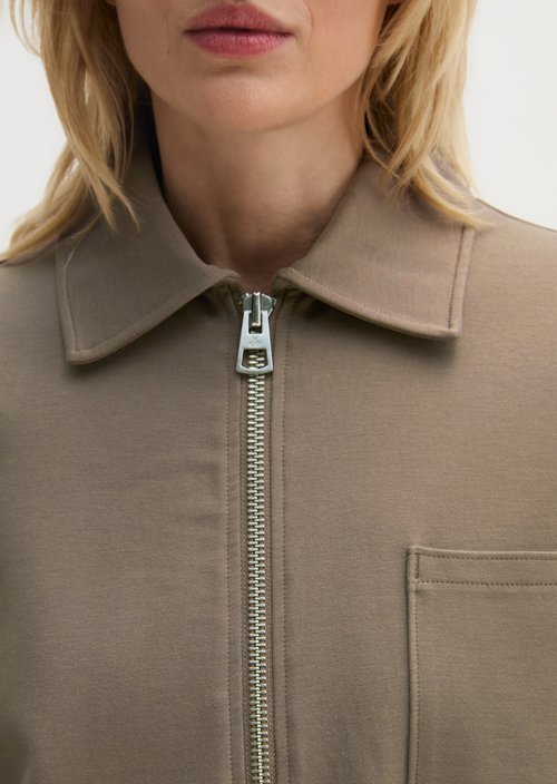 Jersey zip jacket loose — Chalky Brown