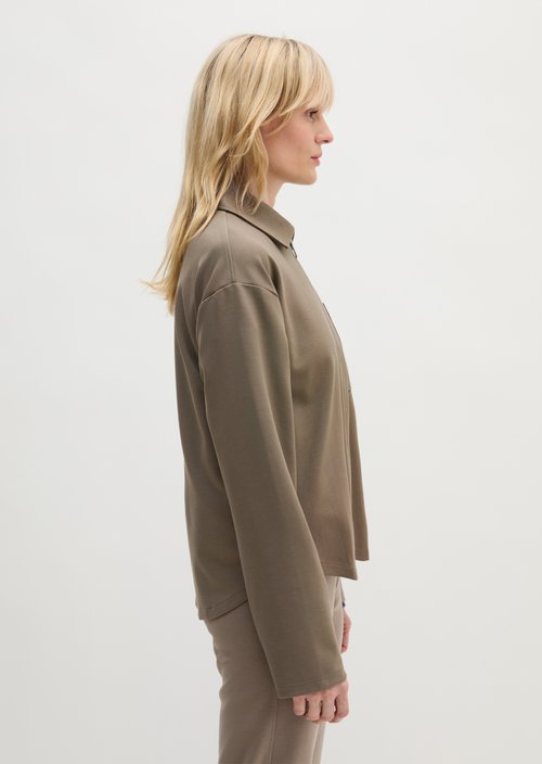 Jersey zip jacket loose — Chalky Brown