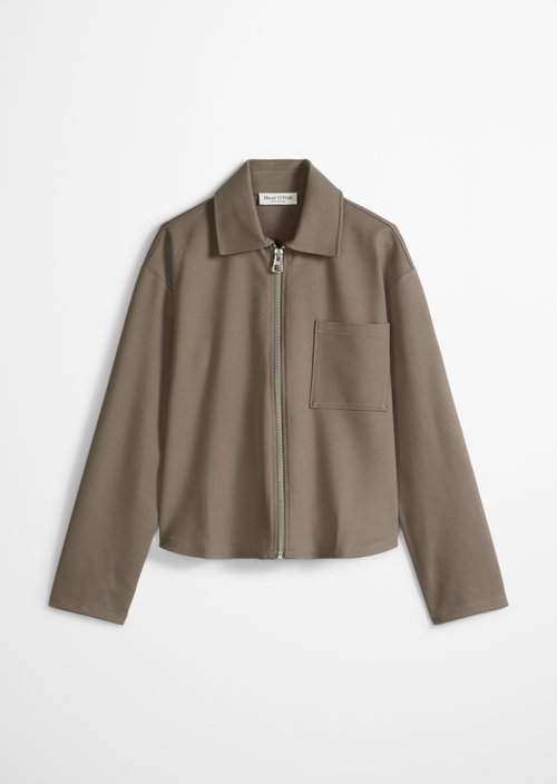 Jersey zip jacket loose — Chalky Brown