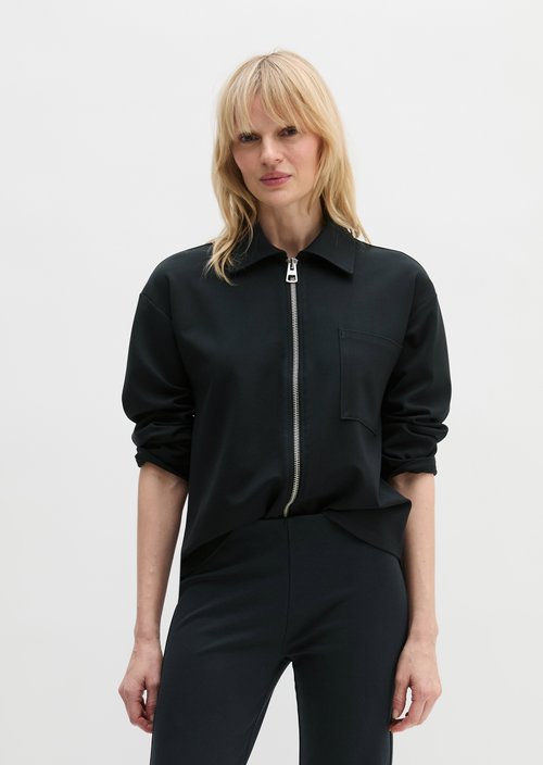 Jersey zip jacket loose — Deep Night Blue