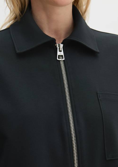 Giacca in jersey con cerniera sciolta Deep Night Blue in vista dettagliata