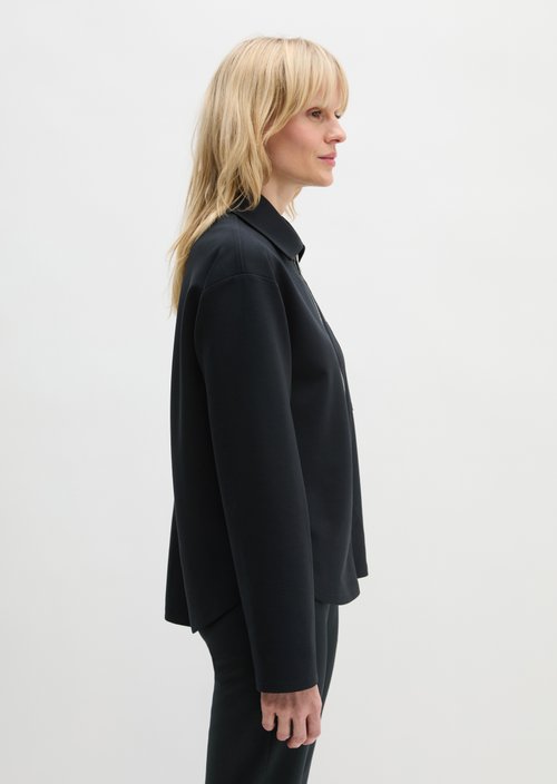 Jersey zip jacket loose — Deep Night Blue
