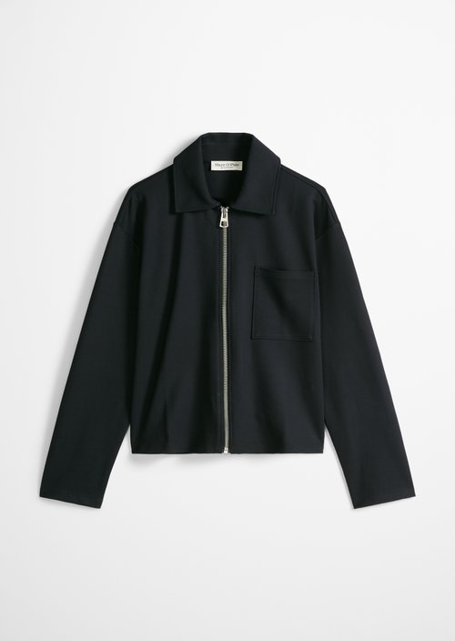 Jersey zip jacket loose — Deep Night Blue