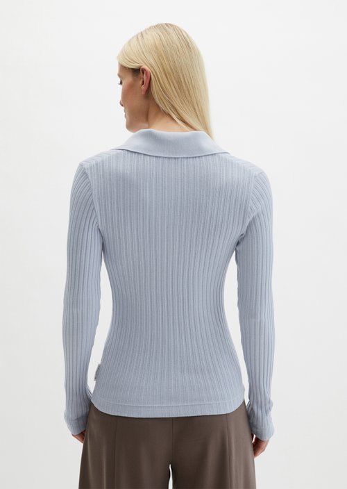 Ribbed polo shirt slim — Grey Horizon