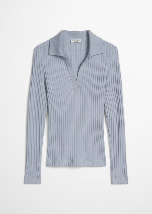 Ribbed polo shirt slim — Grey Horizon
