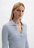 Ribbed polo shirt slim with TENCEL™ Modal - gray | Polos | MARC O'POLO