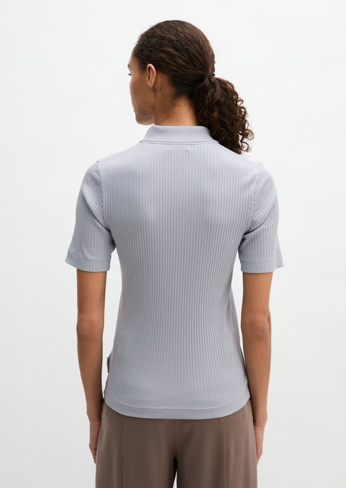 Ribbed polo shirt slim — Grey Horizon