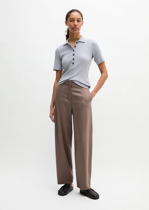 Ribbed polo shirt slim — Grey Horizon