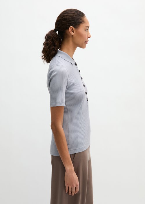 Ribbed polo shirt slim — Grey Horizon