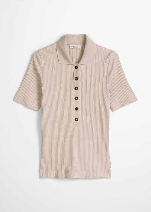 Ribbed polo shirt slim — Linen Beige