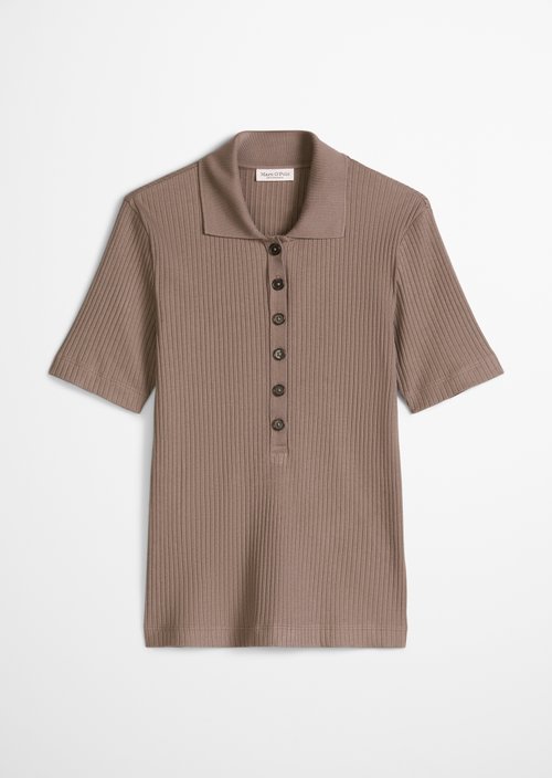Ribbed polo shirt slim — Chalky Brown