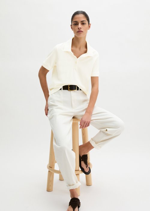 Regular polo shirt — White Cotton