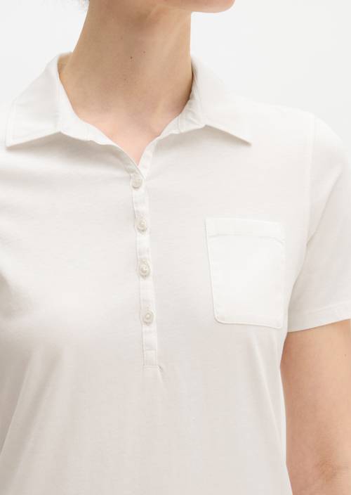 Poloshirt korte mouw slim White Cotton in detailaanzicht