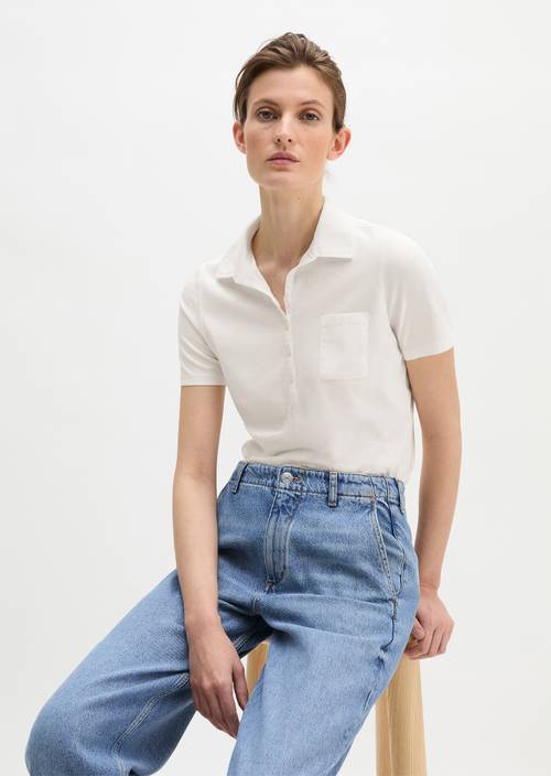 Poloshirt korte mouw slim White Cotton in vooraanzicht