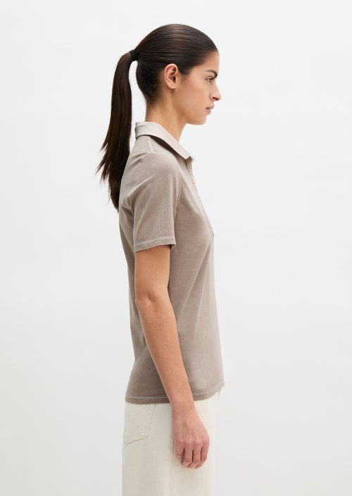 Short sleeve polo shirt slim — Earthy Taupe