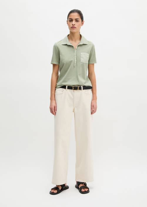 Poloshirt korte mouw slim Calm Sage in vooraanzicht