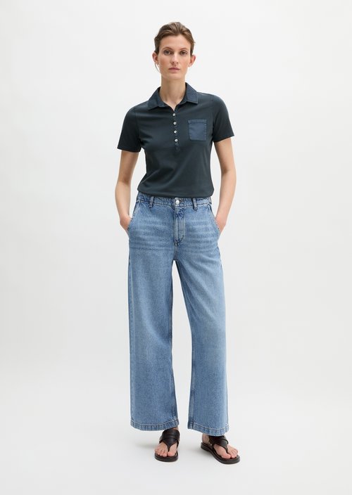 Short sleeve polo shirt slim — Deep Night Blue