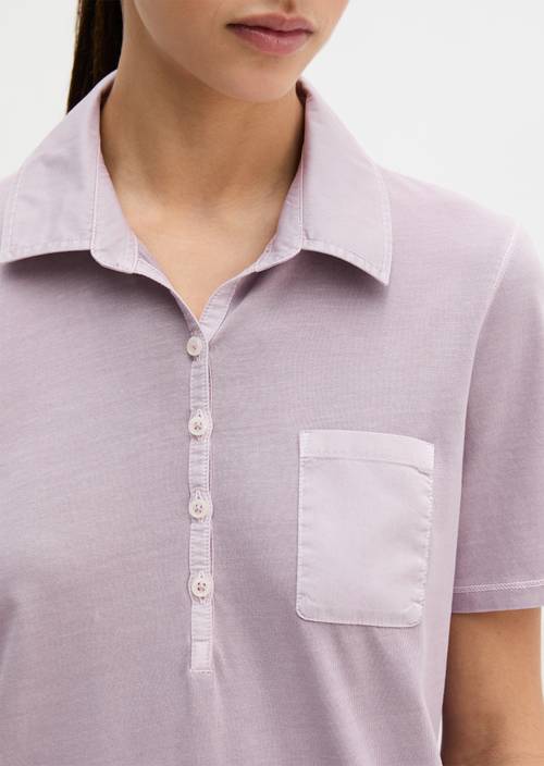 Poloshirt korte mouw slim Dusty Lavender in detailaanzicht