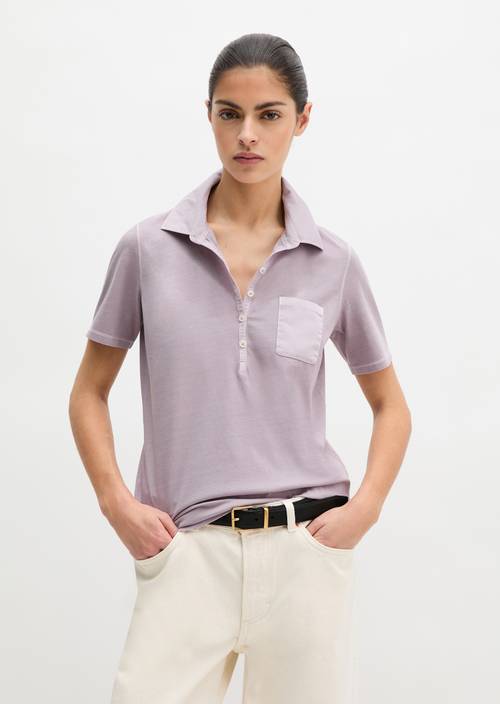 Poloshirt korte mouw slim Dusty Lavender in vooraanzicht