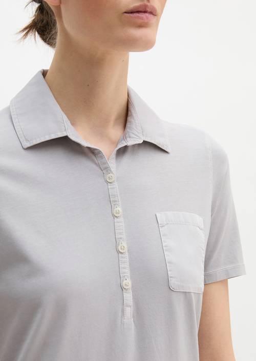Poloshirt korte mouw slim Airy Blue in detailaanzicht