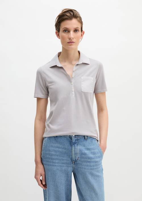 Poloshirt korte mouw slim Airy Blue in vooraanzicht