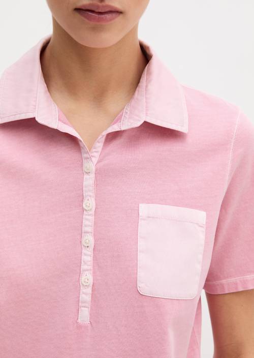 Poloshirt korte mouw slim Mellow Rose in detailaanzicht