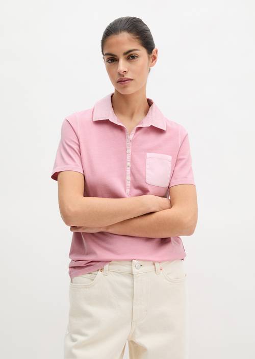 Poloshirt korte mouw slim Mellow Rose in vooraanzicht