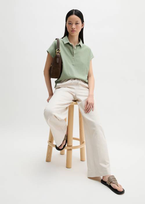 Luźna koszulka polo Fresh Sage w widoku z przodu