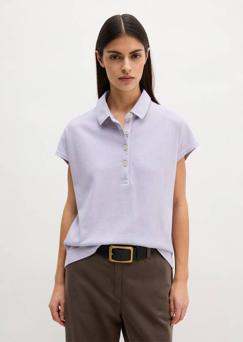 Luźna koszulka polo Dusty Lavender w widoku z przodu