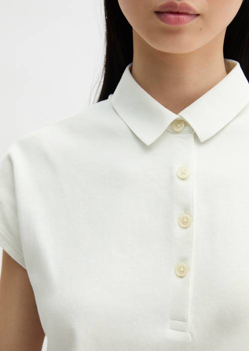 Ärmelloses Poloshirt loose Grey White in Detailansicht