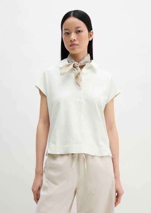 Ärmelloses Poloshirt loose Grey White in Frontalansicht