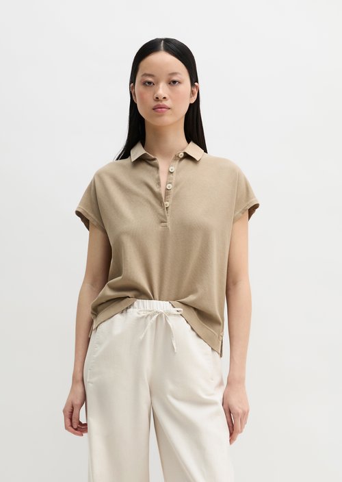 Sleeveless polo shirt loose — Earthy Taupe