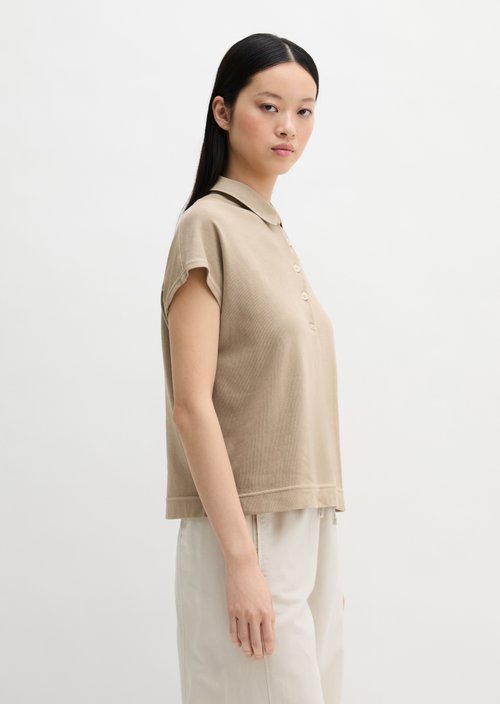 Sleeveless polo shirt loose — Earthy Taupe