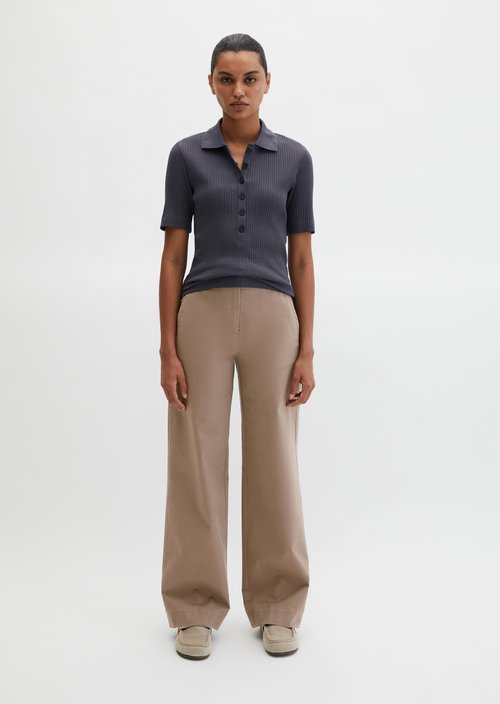 Ribbed polo shirt slim — Blue Graphite