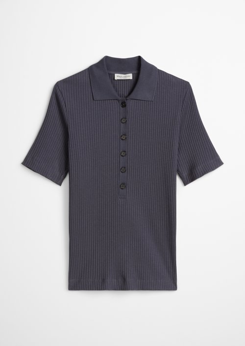 Ribbed polo shirt slim — Blue Graphite
