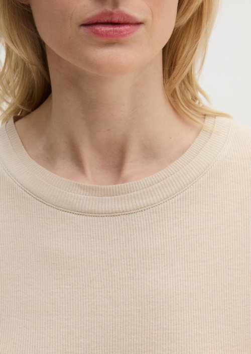 Ribbed longsleeve slim — Linen Beige
