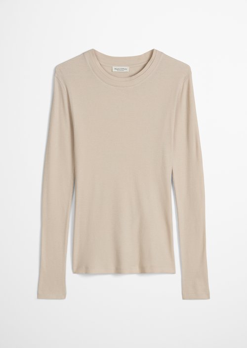 Ribbed longsleeve slim — Linen Beige