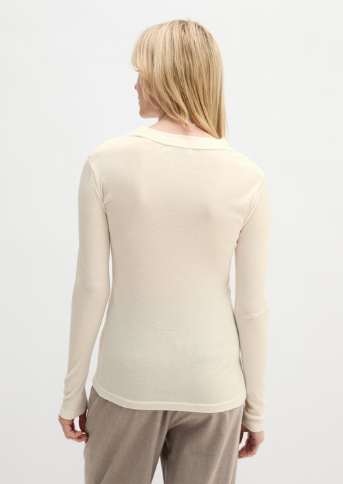 Ribbed longsleeve slim — White Cotton