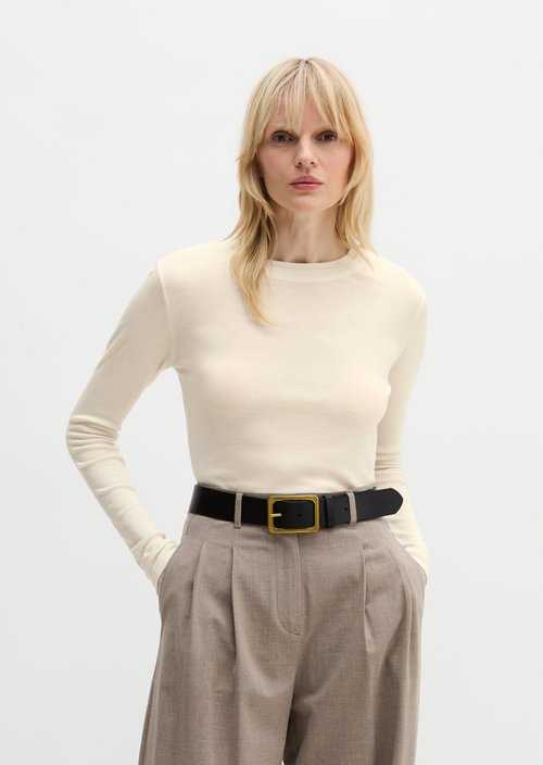 Ribbed longsleeve slim — White Cotton