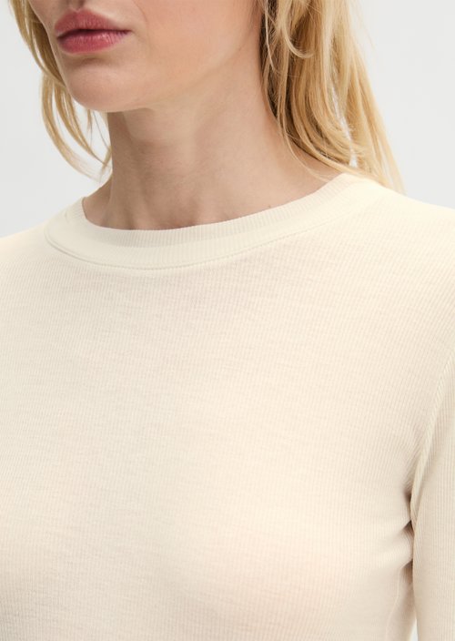 Ribbed longsleeve slim — White Cotton