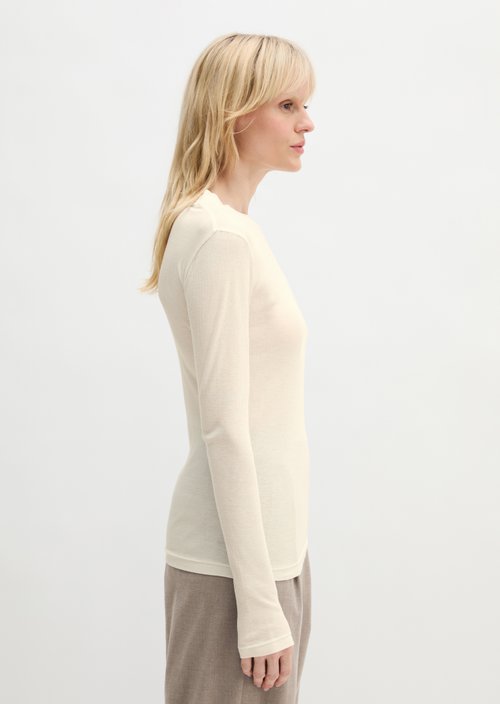 Ribbed longsleeve slim — White Cotton