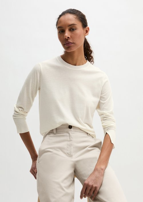 Luxury longsleeve relaxed — White Cotton