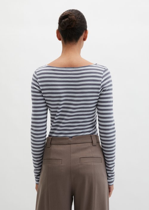 Striped longsleeve regular — Medium Blue