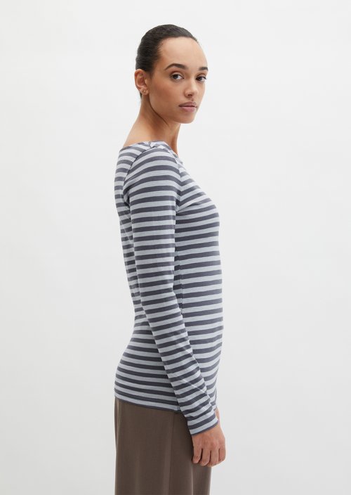 Striped longsleeve regular — Medium Blue