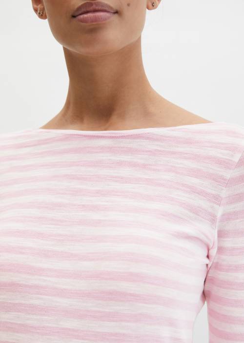 Gestreepte longsleeve regular Light Purple in detailaanzicht