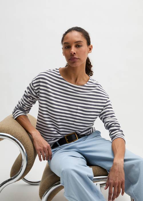 Ringel-Longsleeve regular Dark Blue in Frontalansicht