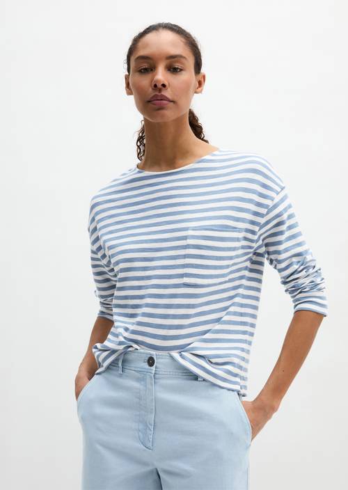 Ringel-Longsleeve regular Medium Blue in Frontalansicht