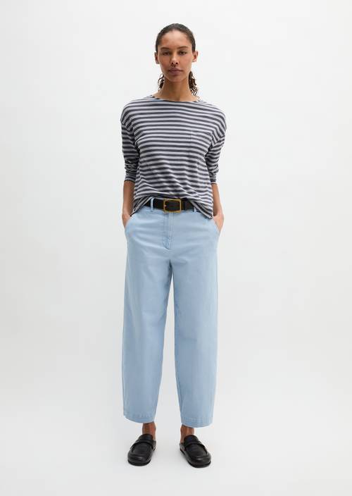 Ringel-Longsleeve regular Medium Blue in Frontalansicht