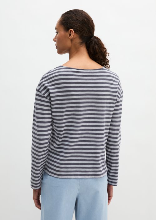 Striped longsleeve regular — Medium Blue