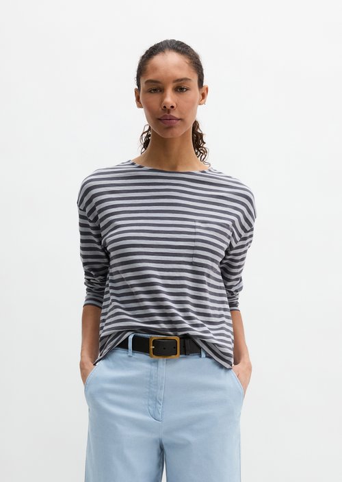 Striped longsleeve regular — Medium Blue